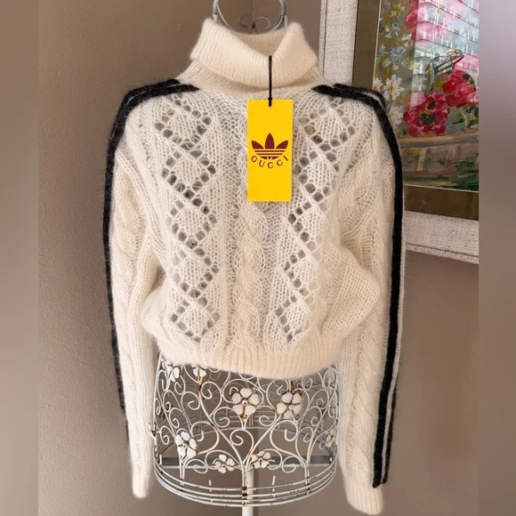 Gucci Adidas Collaboration cropped cream mohair sweater - Picture 2 of 7